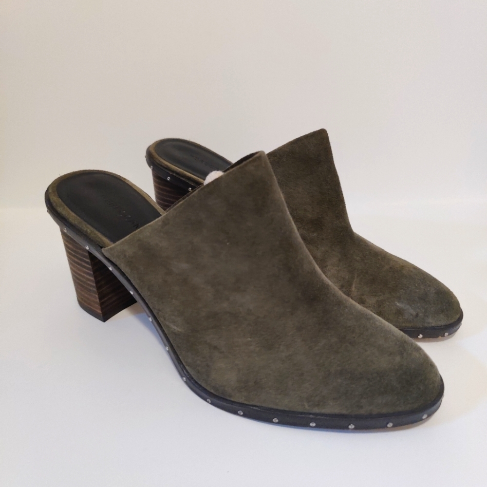 Rebecca Minkoff Galyn Suede Mule Shoes in Olive